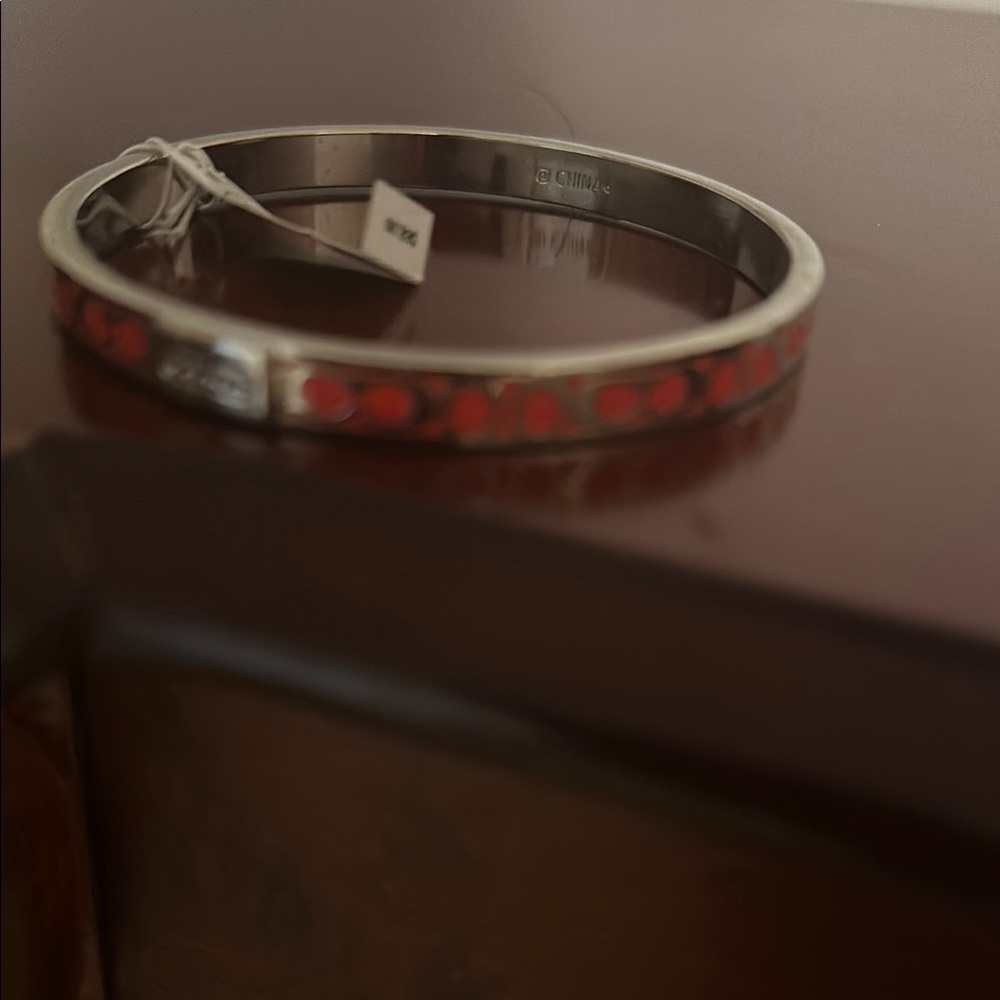 Coach Silver and Red Brooch